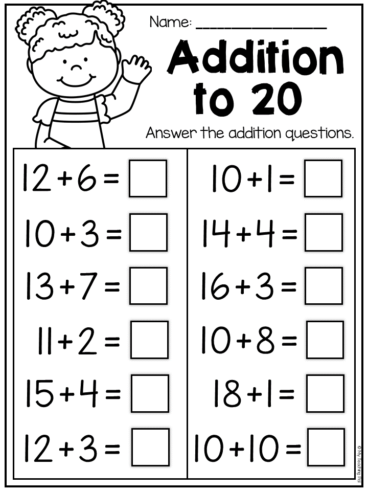 30 Single Digit Addition Worksheets Kindergarten