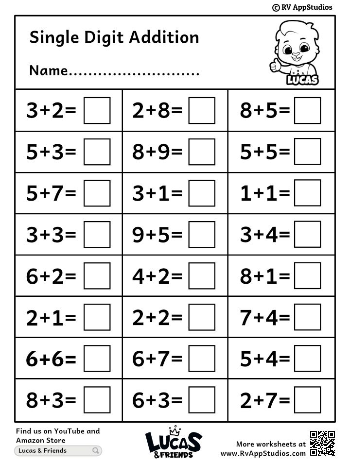 30 Single Digit Addition Worksheets Kindergarten