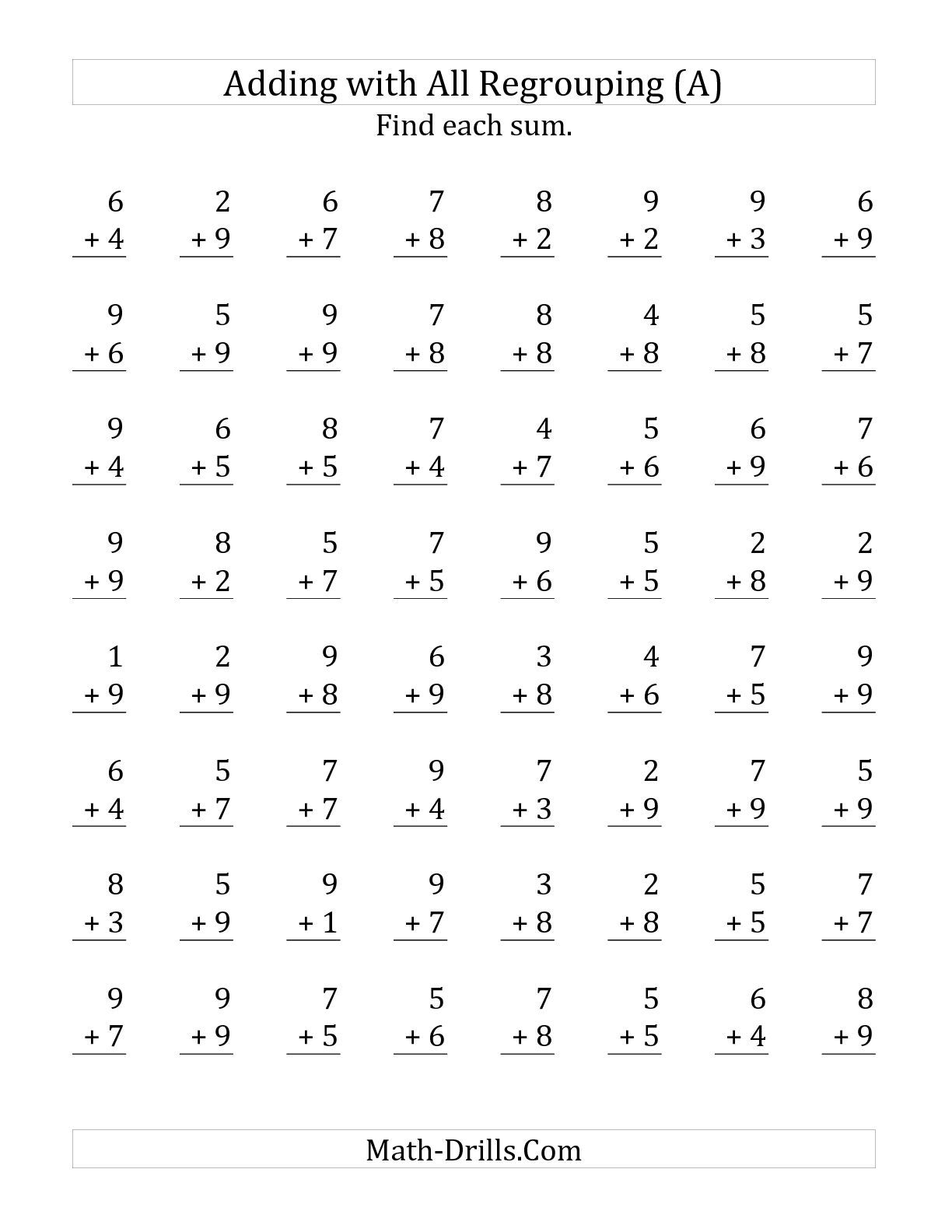 30 Single Digit Addition Worksheets Kindergarten