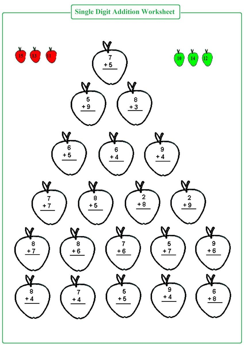 30 Single Digit Addition Worksheets Kindergarten