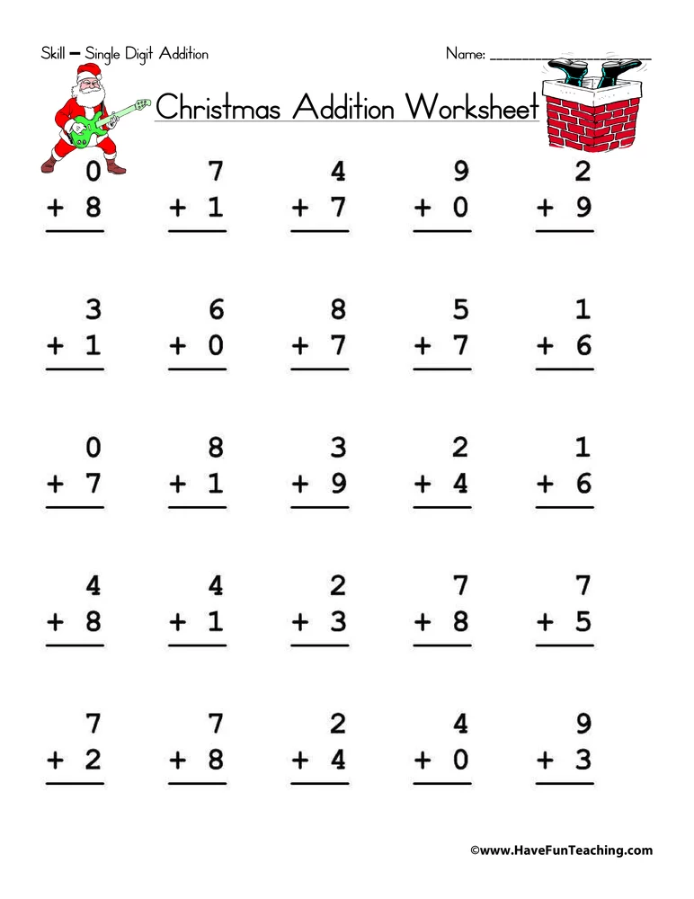 30 Single Digit Addition Worksheets Kindergarten