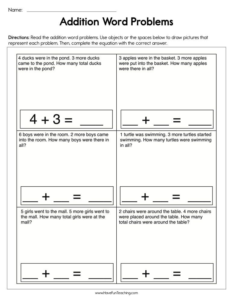 30 Single Digit Addition Worksheets Kindergarten