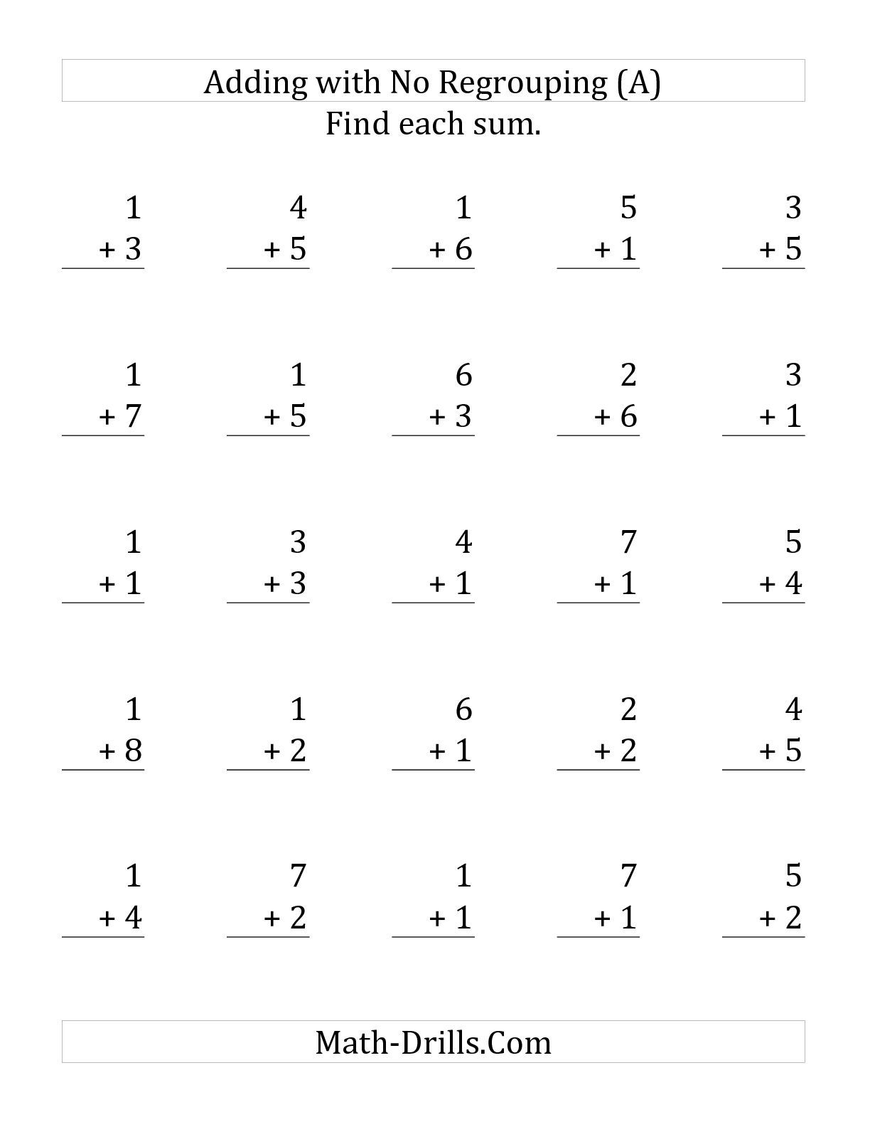 30 Single Digit Addition Worksheets Kindergarten