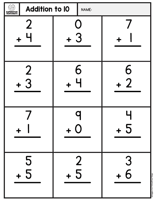 30 Single Digit Addition Worksheets Kindergarten