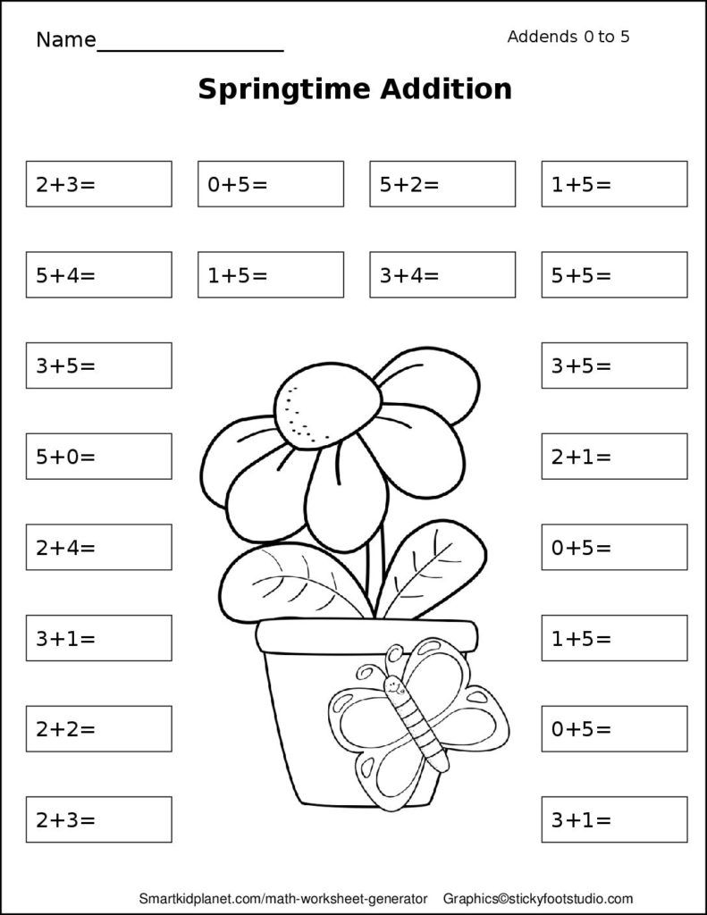 30 Spring Addition Worksheets Kindergarten