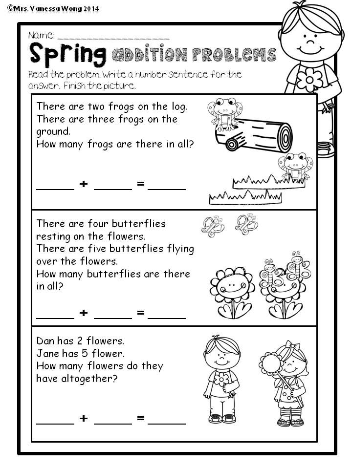 30 Spring Addition Worksheets Kindergarten