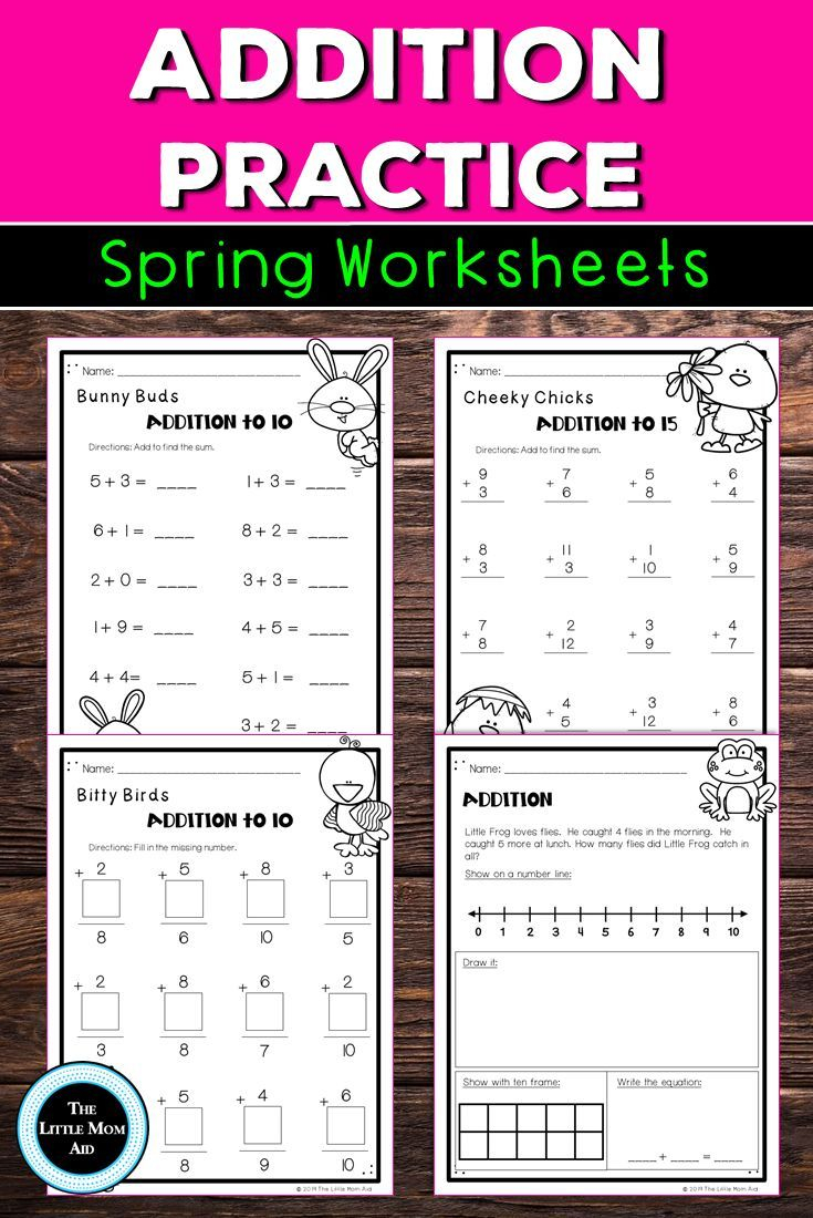 30 Spring Addition Worksheets Kindergarten