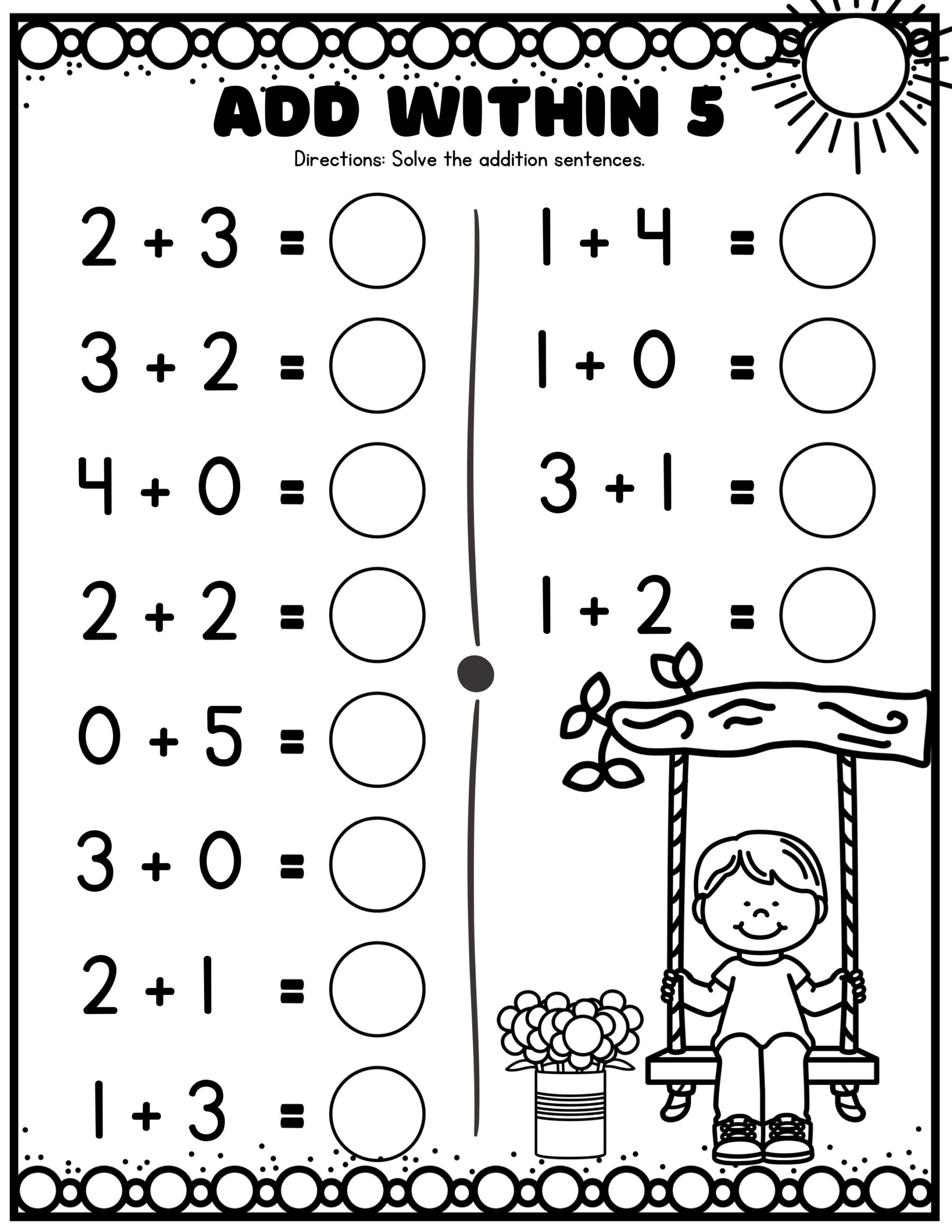 30 Spring Addition Worksheets Kindergarten