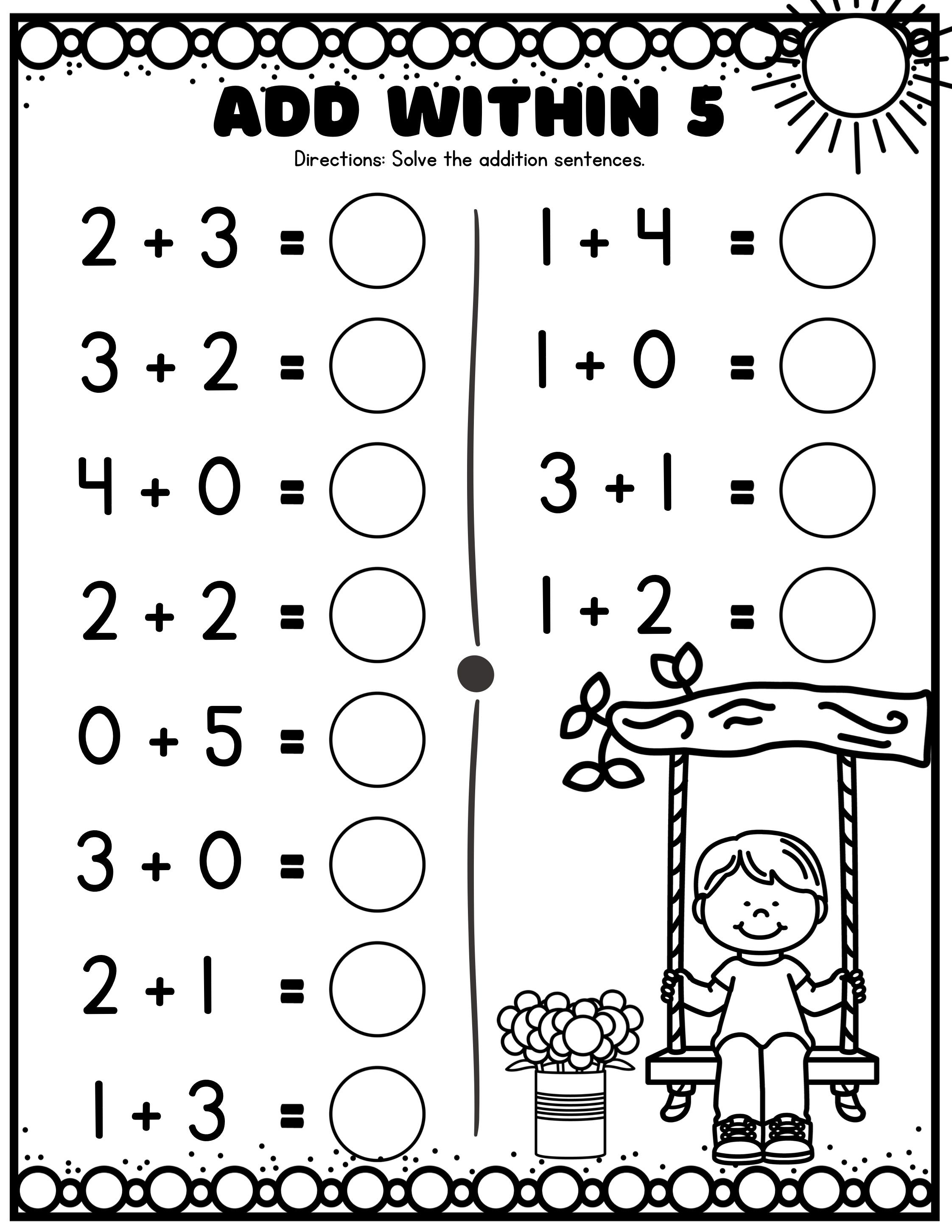 30 Spring Addition Worksheets Kindergarten