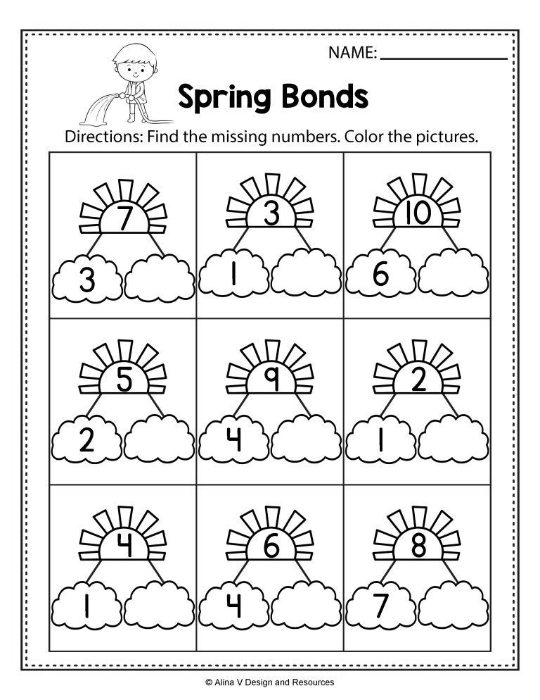 30 Spring Addition Worksheets Kindergarten