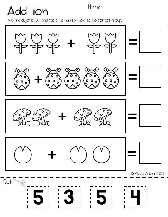 30 Spring Addition Worksheets Kindergarten