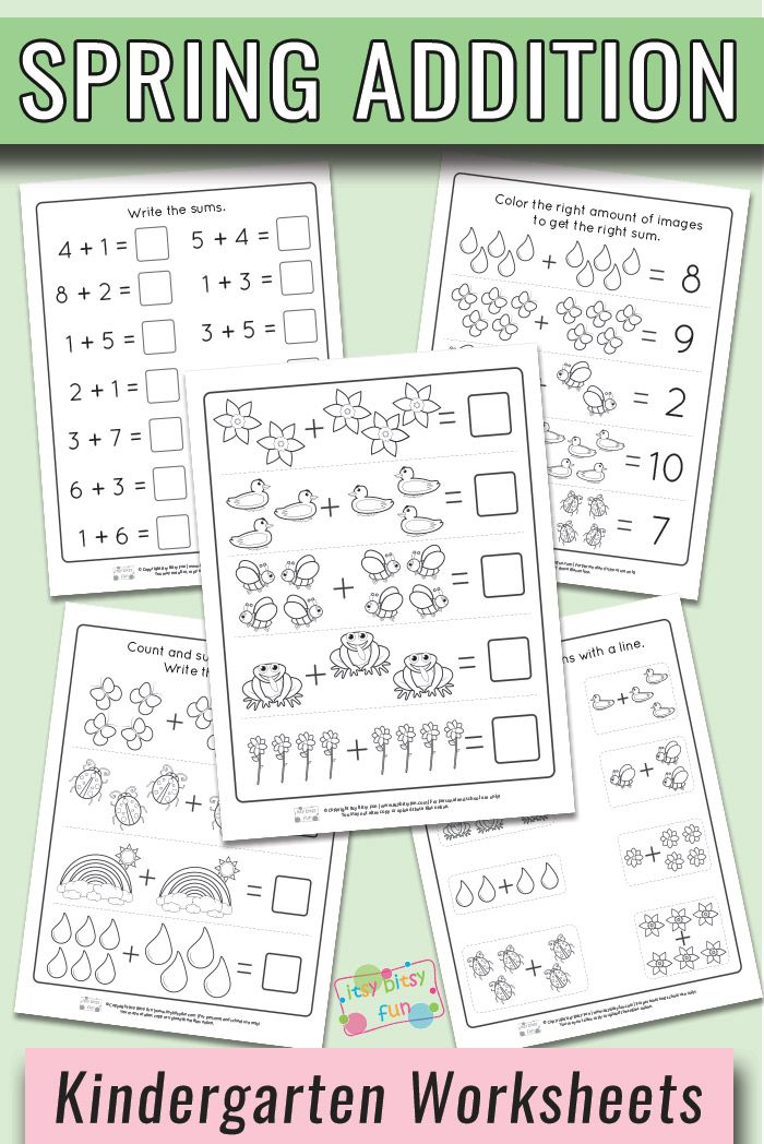 30 Spring Addition Worksheets Kindergarten