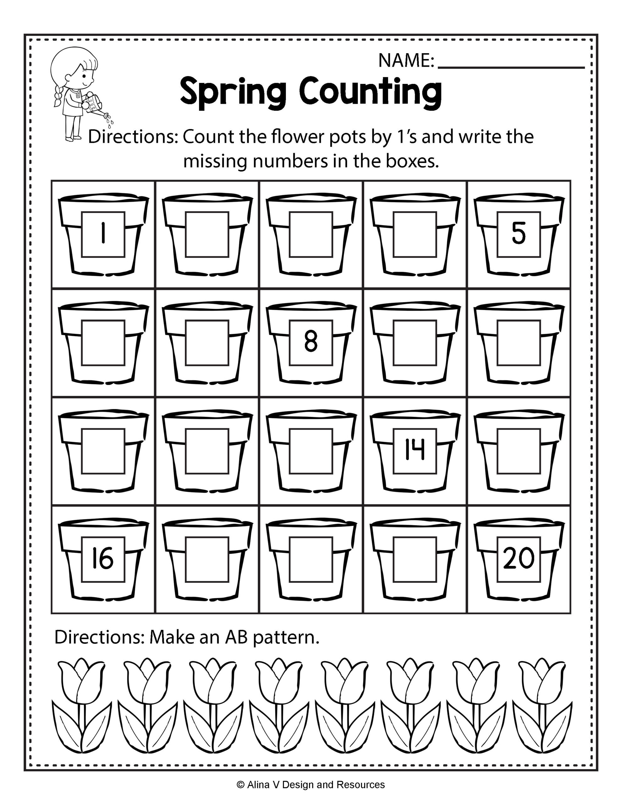 30 Spring Addition Worksheets Kindergarten