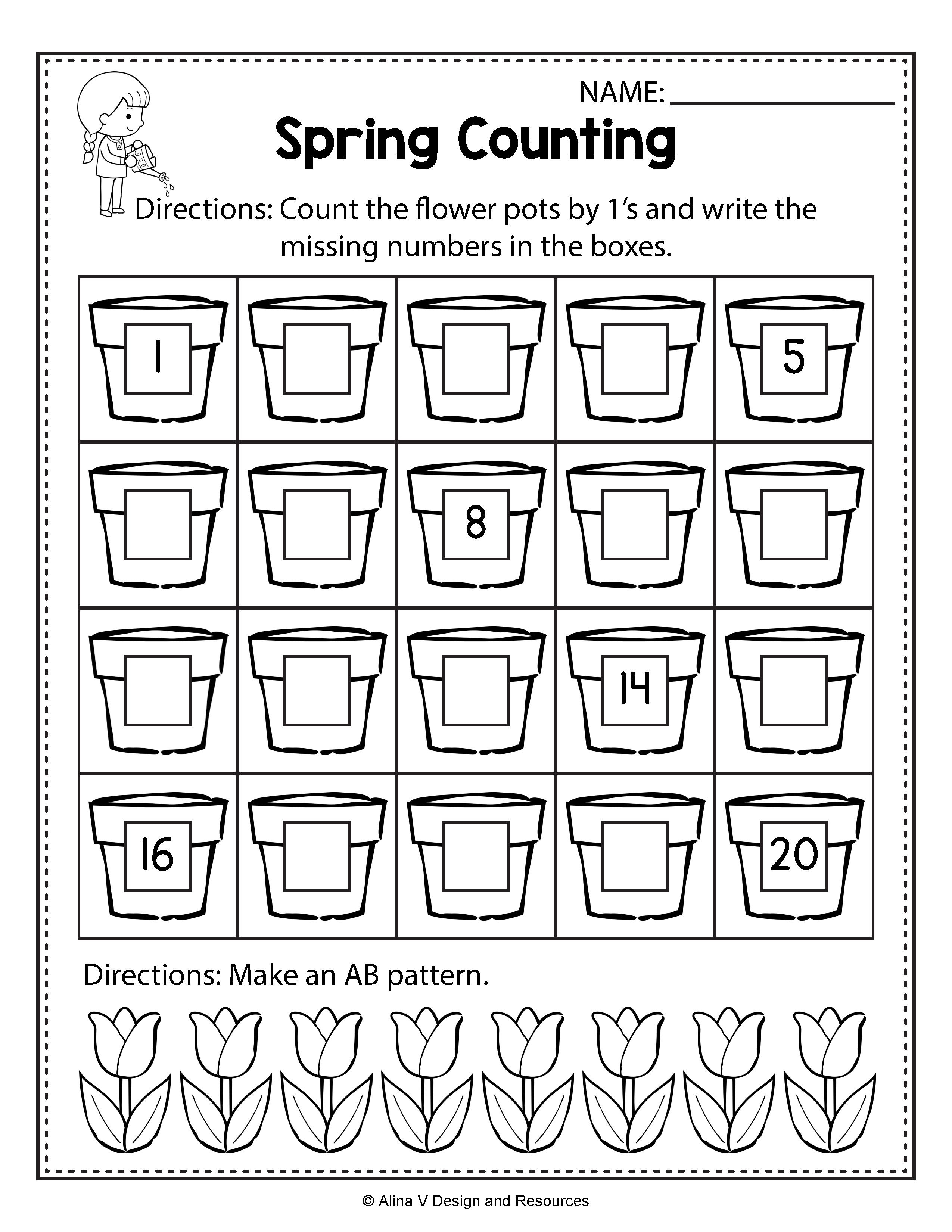 30 Spring Addition Worksheets Kindergarten