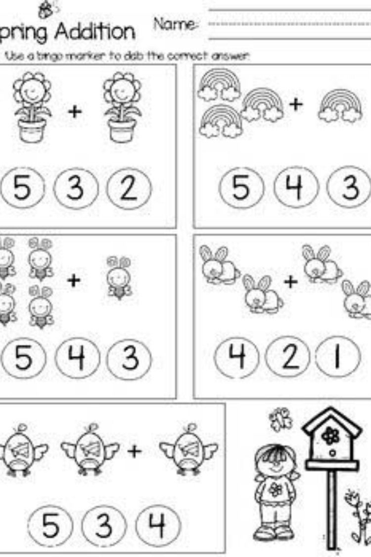 30 Spring Addition Worksheets Kindergarten