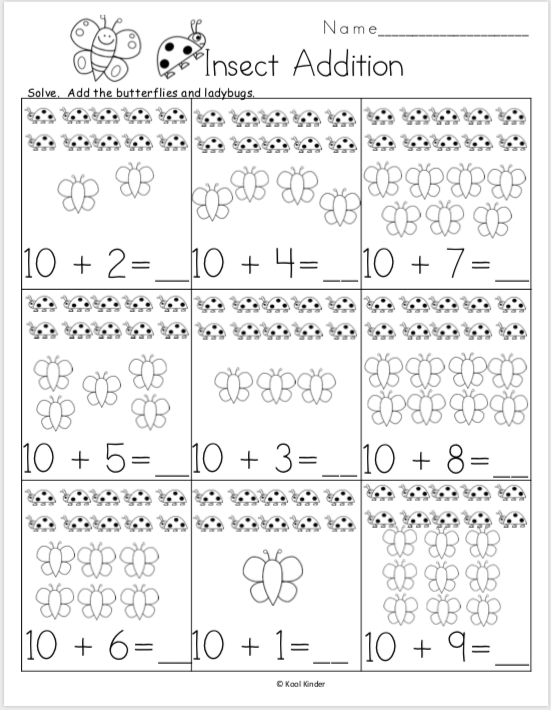 30 Spring Addition Worksheets Kindergarten