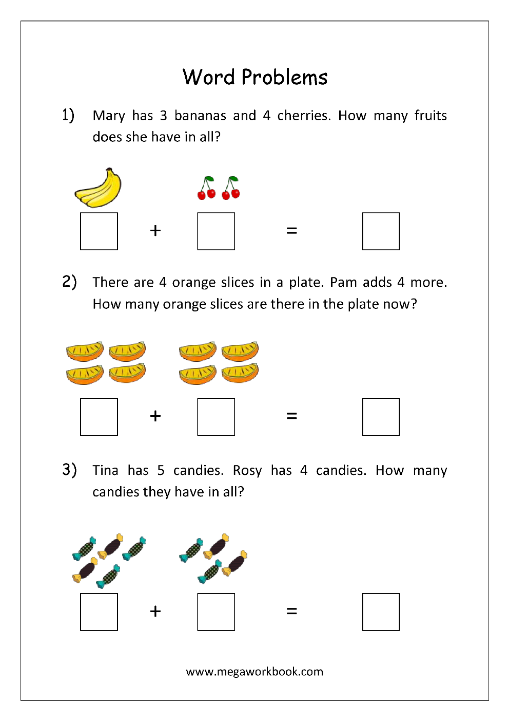 30 Word Problem Addition Worksheets Kindergarten