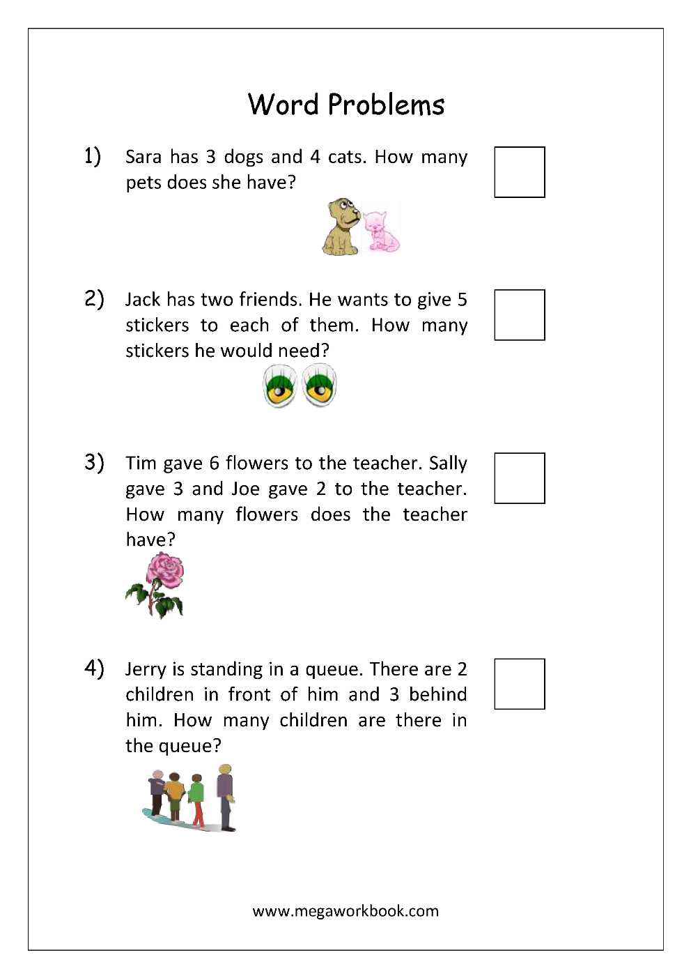 30 Word Problem Addition Worksheets Kindergarten