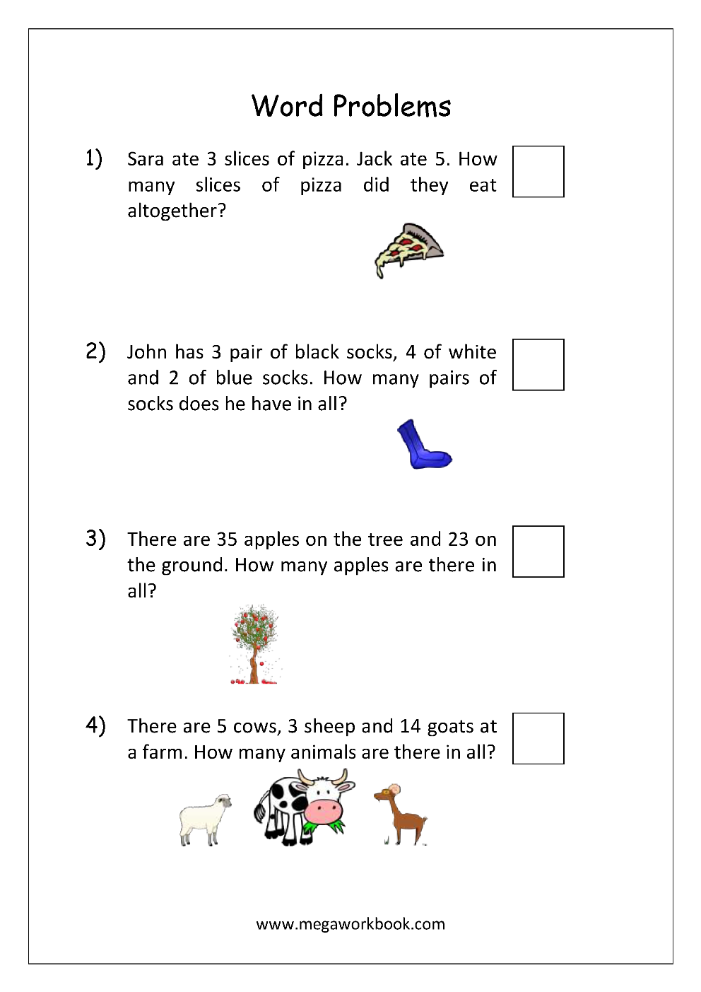 30 Word Problem Addition Worksheets Kindergarten