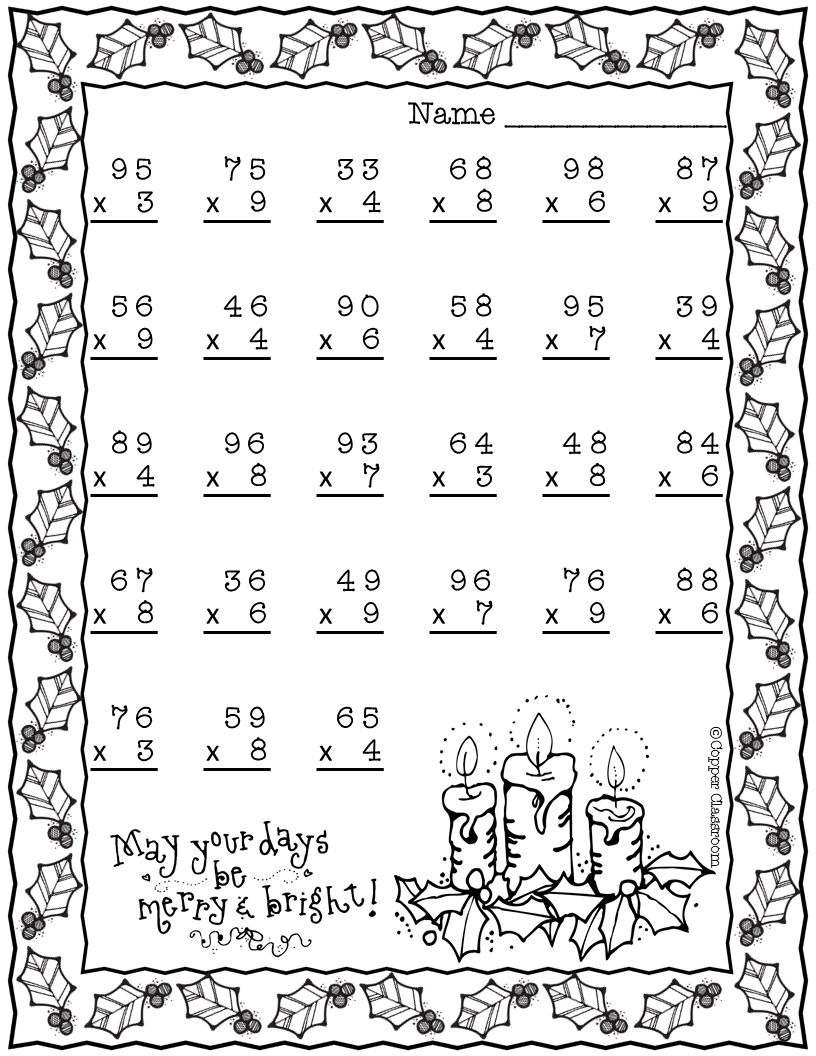 21 3Rd Grade Multiplication Worksheets Christmas