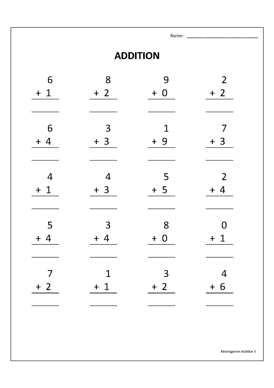 21 Additions For Kids Math Worksheets
