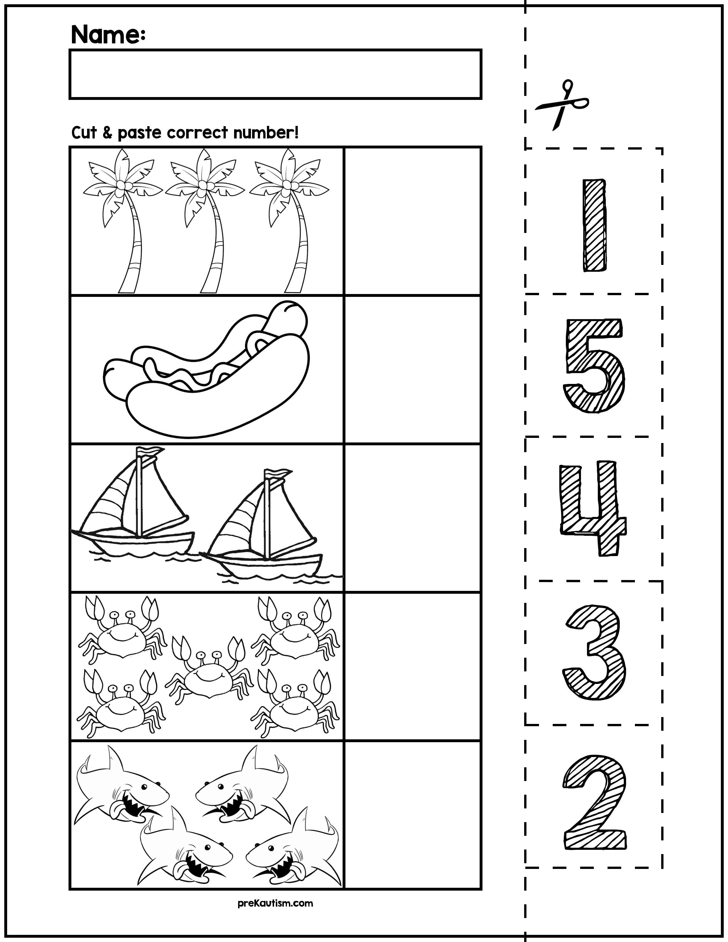 21 Counting Objects Worksheets Cut And Paste