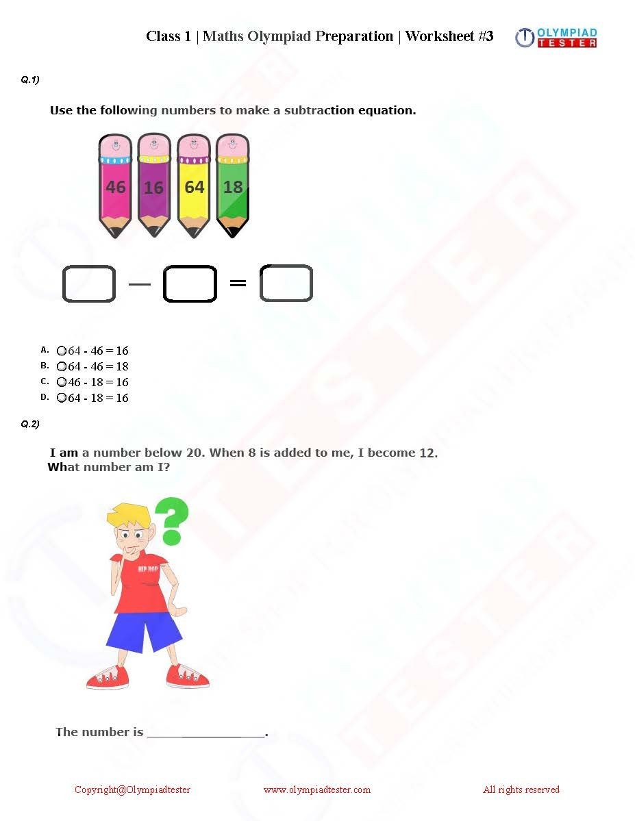 21 English Olympiad Worksheets Grade 1