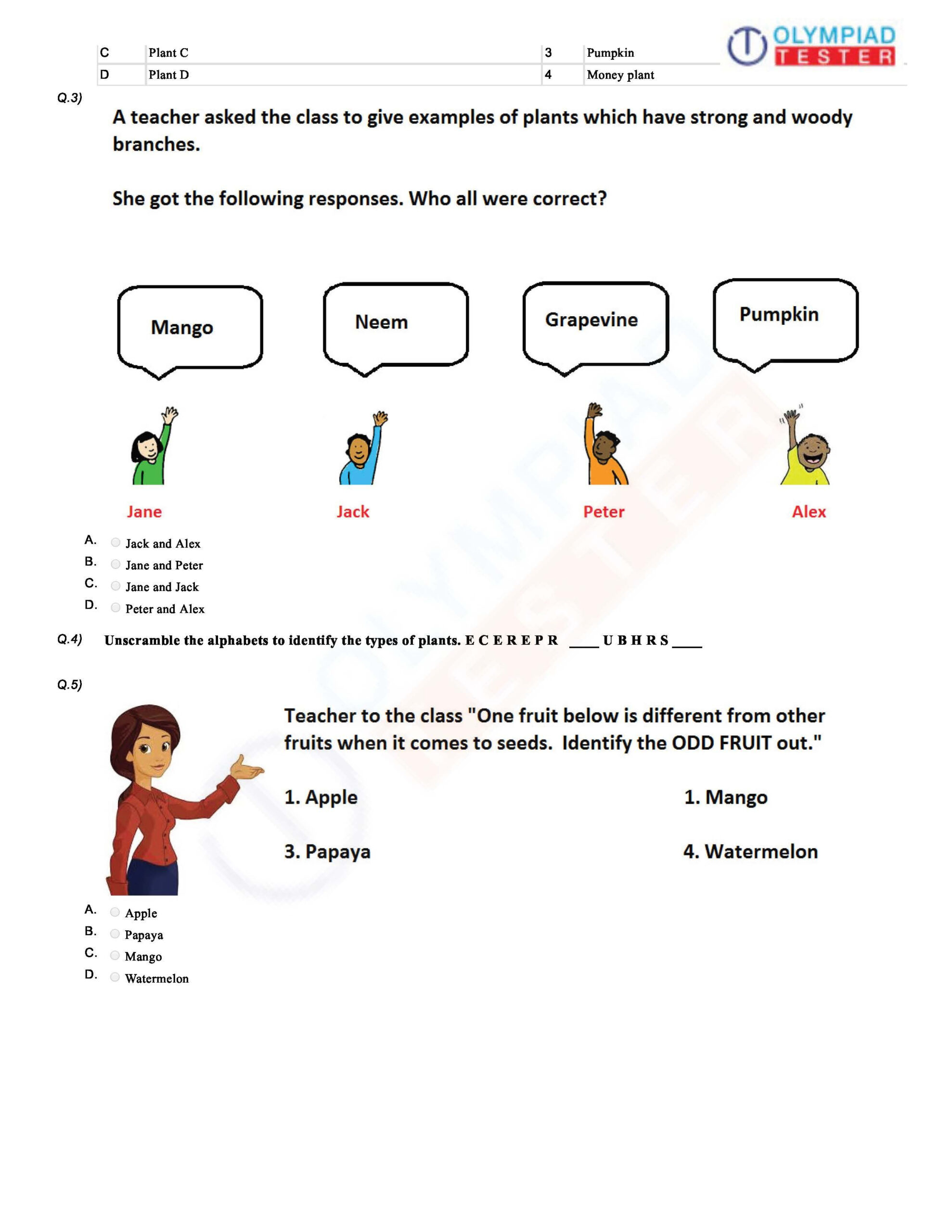 21 English Olympiad Worksheets Grade 1