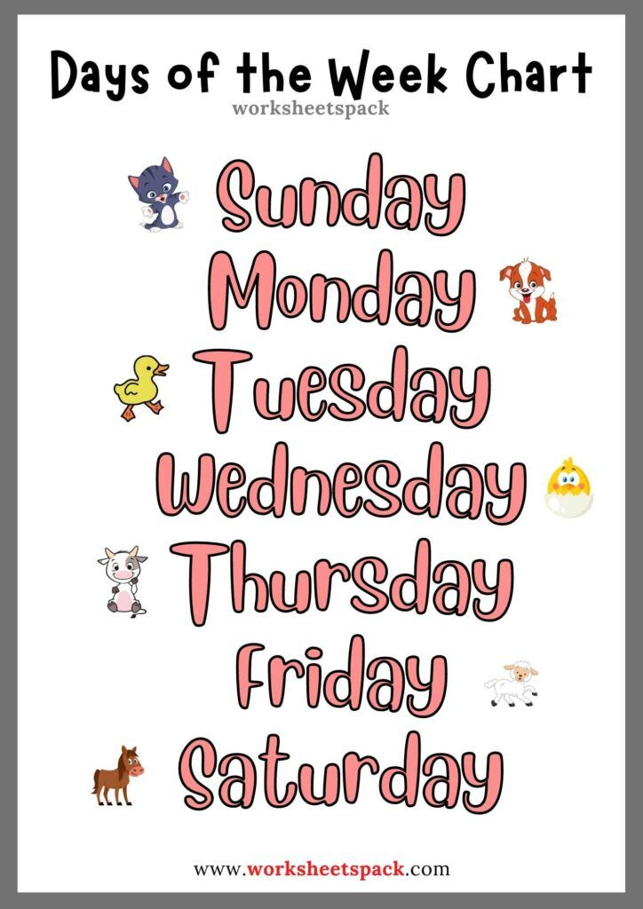 21 Kindergarten Worksheets Days Of The Week