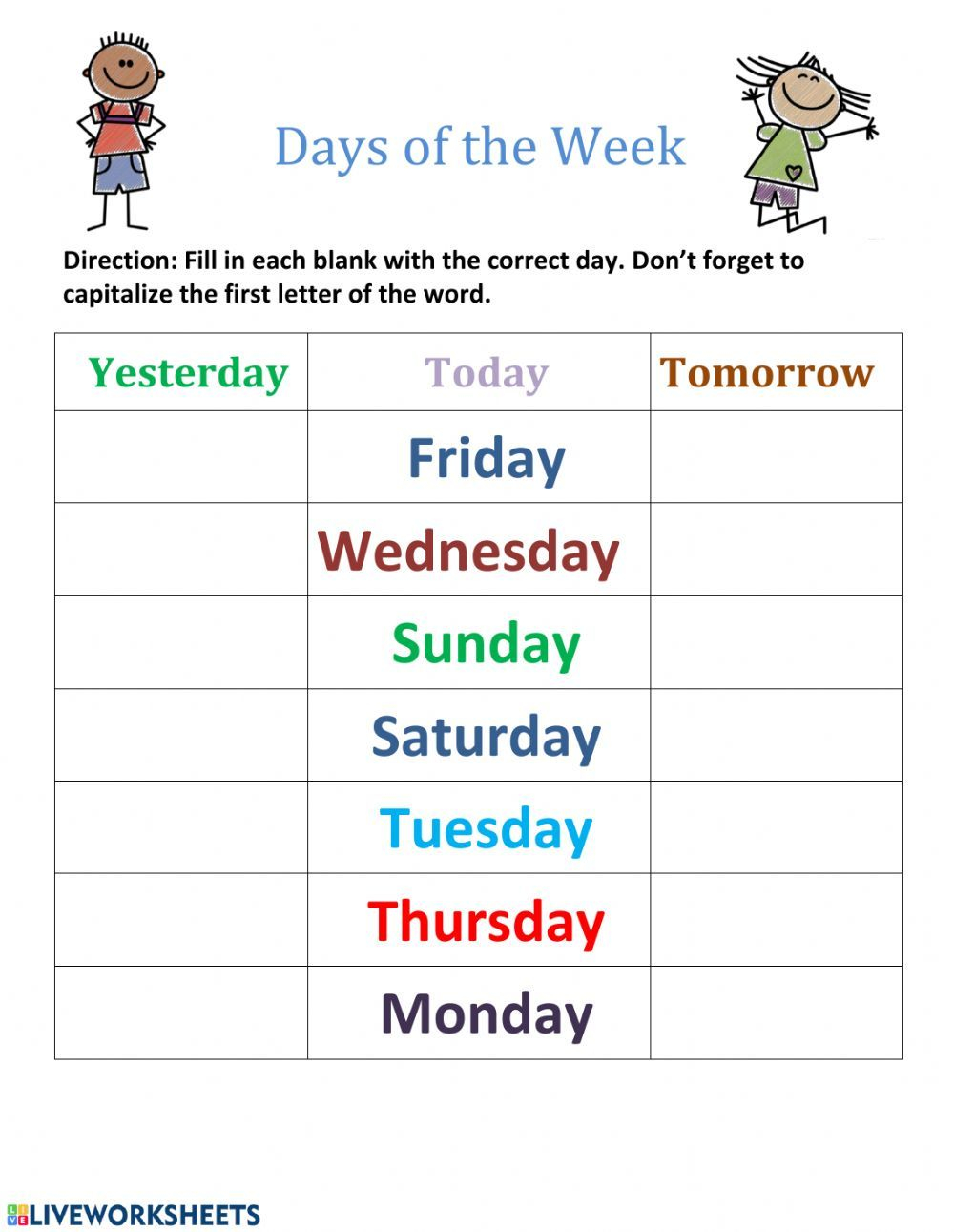 21 Kindergarten Worksheets Days Of The Week