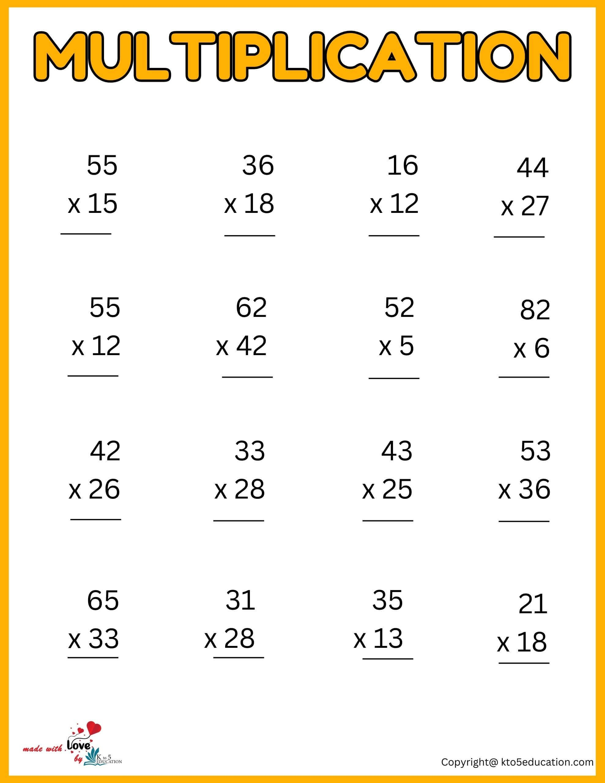 21 Math Worksheets 3Rd Grade Multiplication
