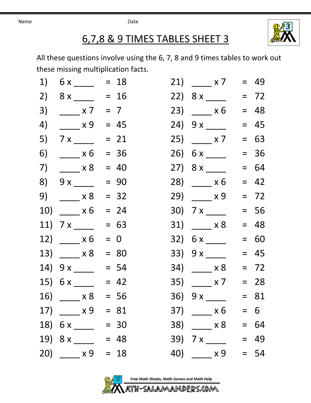 21 Multiplication By 7 Worksheets