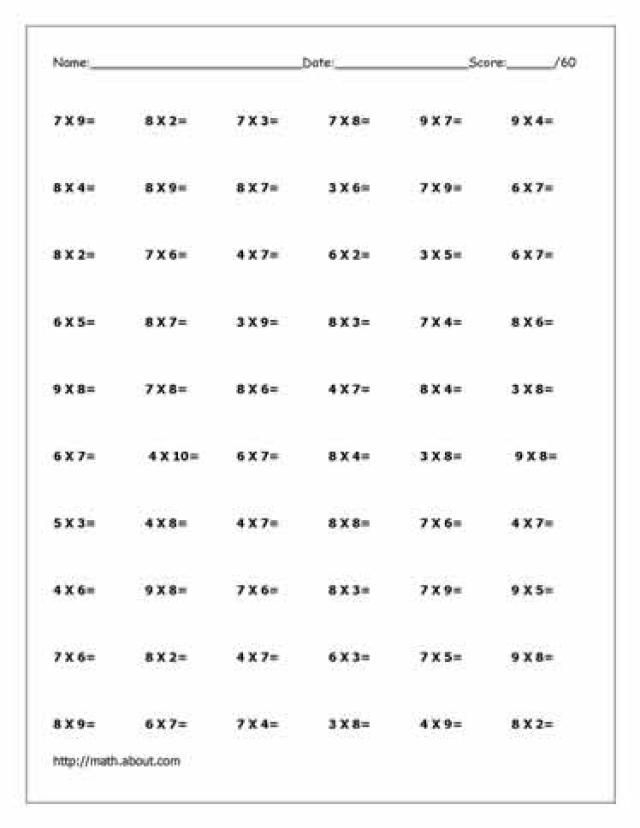 21 Multiplication By 7 Worksheets