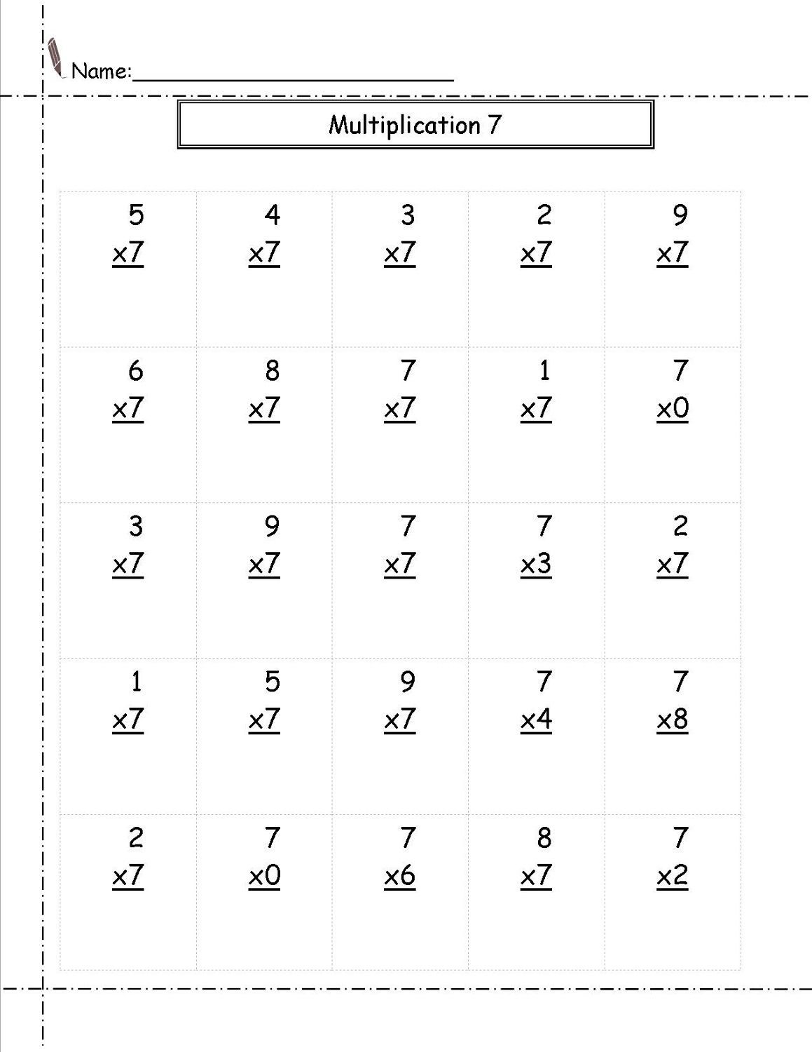 21 Multiplication By 7 Worksheets