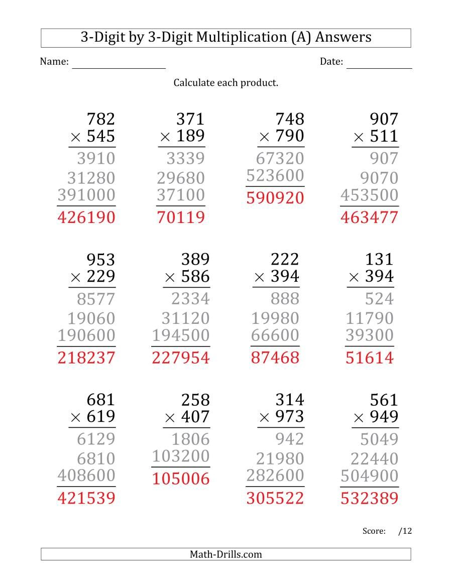 21 Multiplication Worksheets Without Regrouping