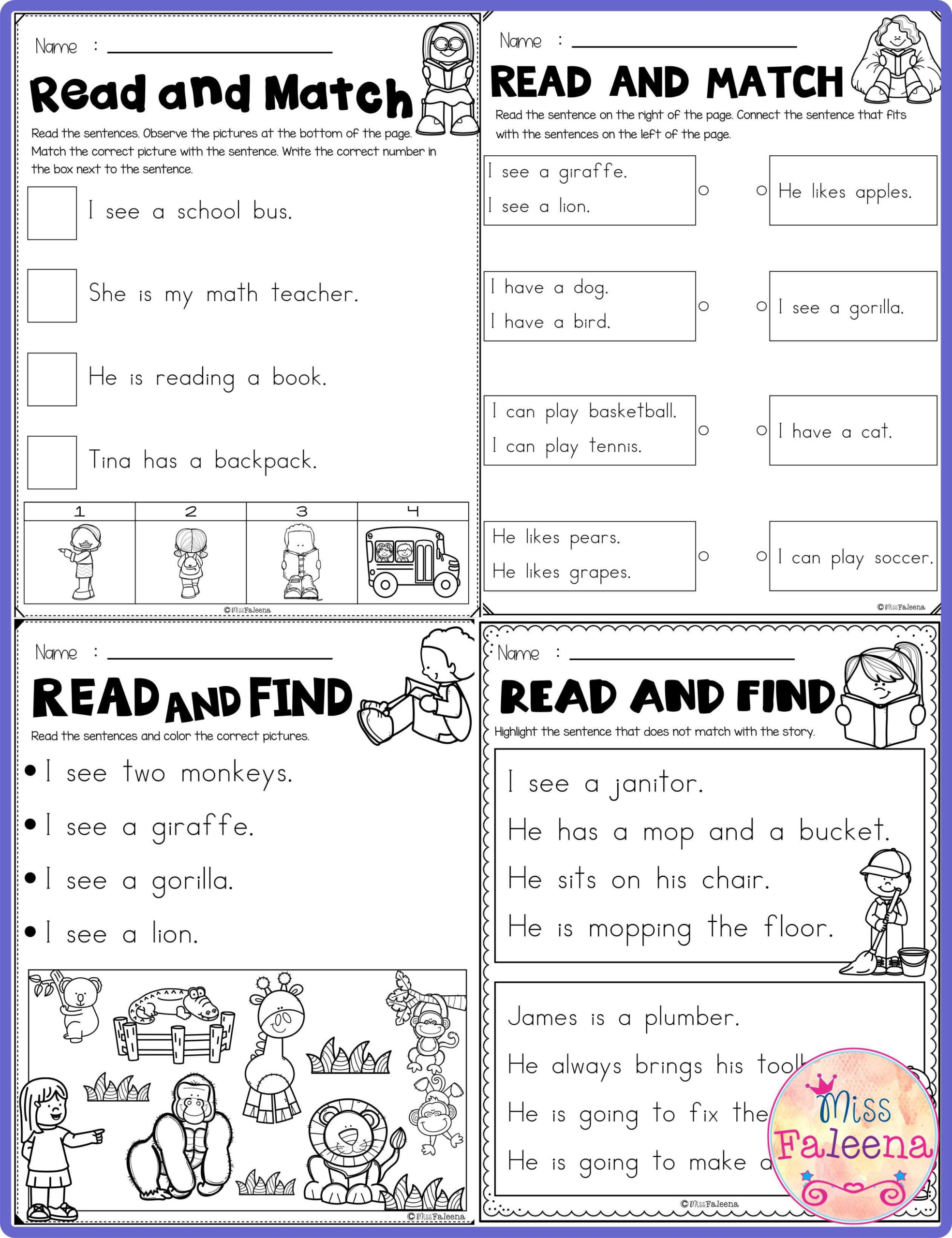 21 Reading And Writing Worksheets For Kindergarten