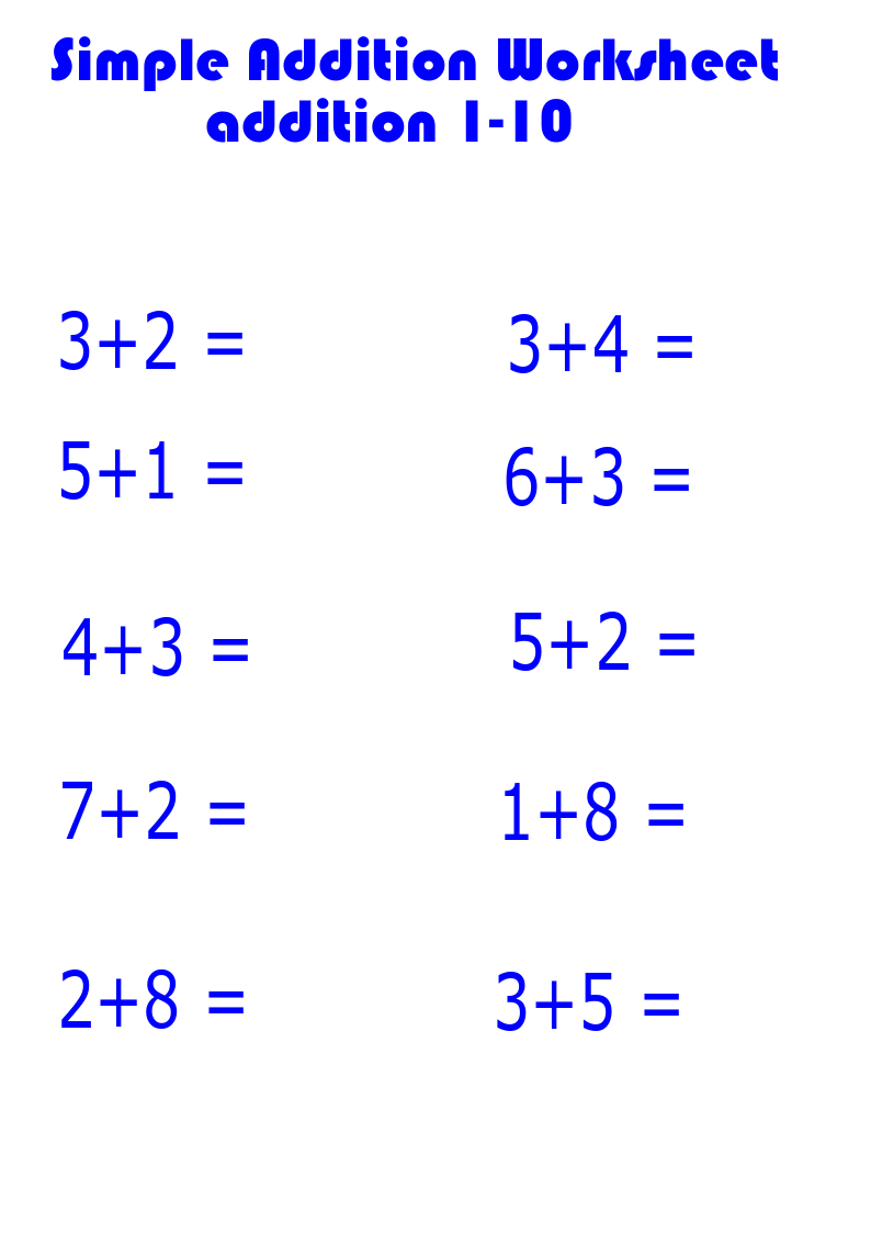 21 Simple Addition Worksheets For Preschool