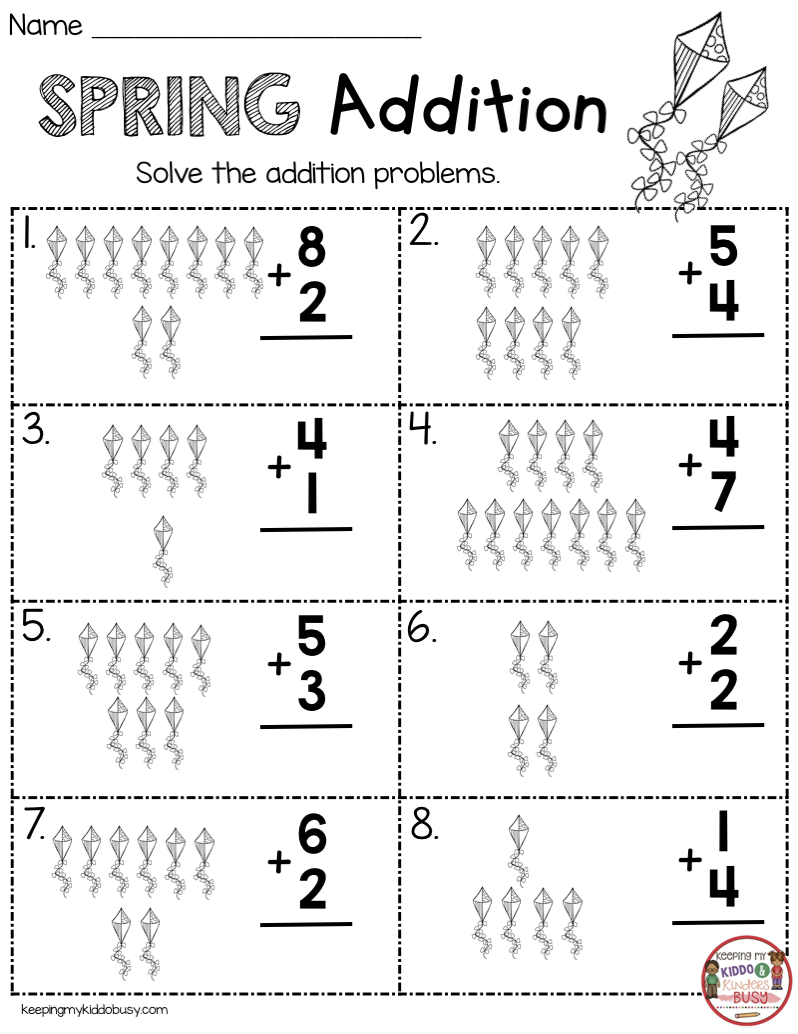 21 Spring Addition Worksheets Kindergarten