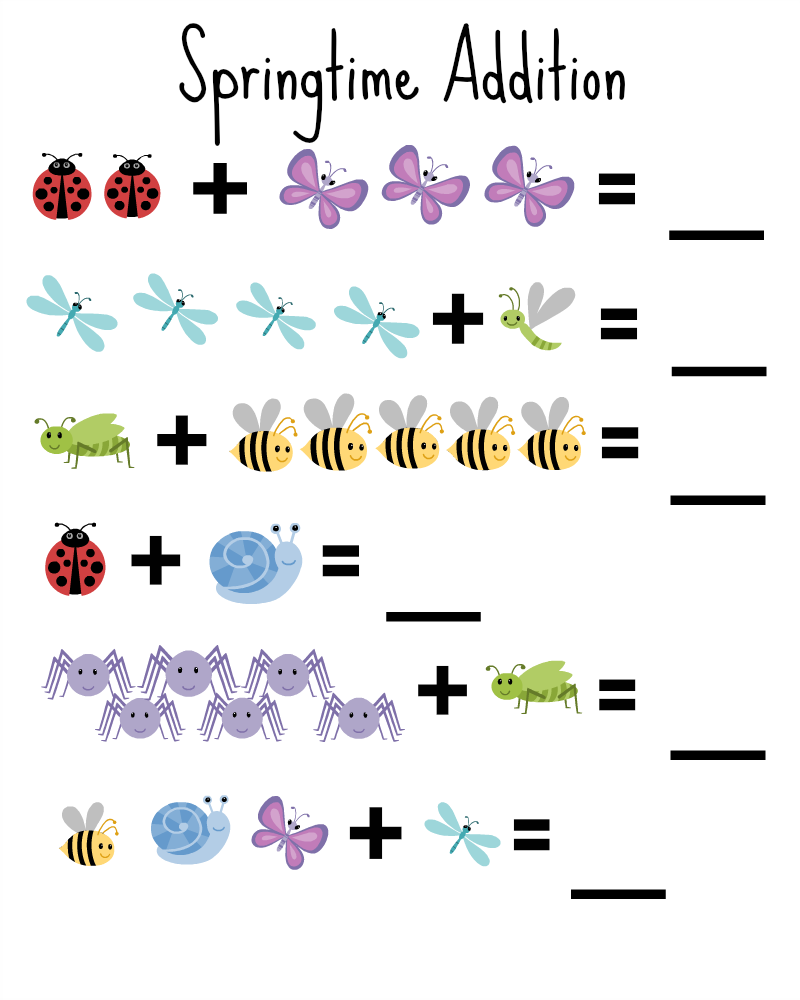 21 Spring Addition Worksheets Kindergarten